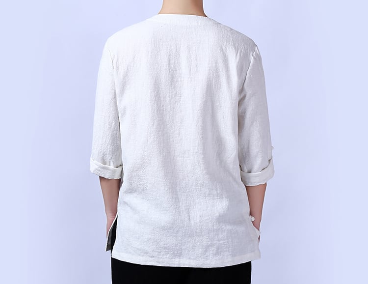 白色7分袖カジュアル練習用シャツの背面画像